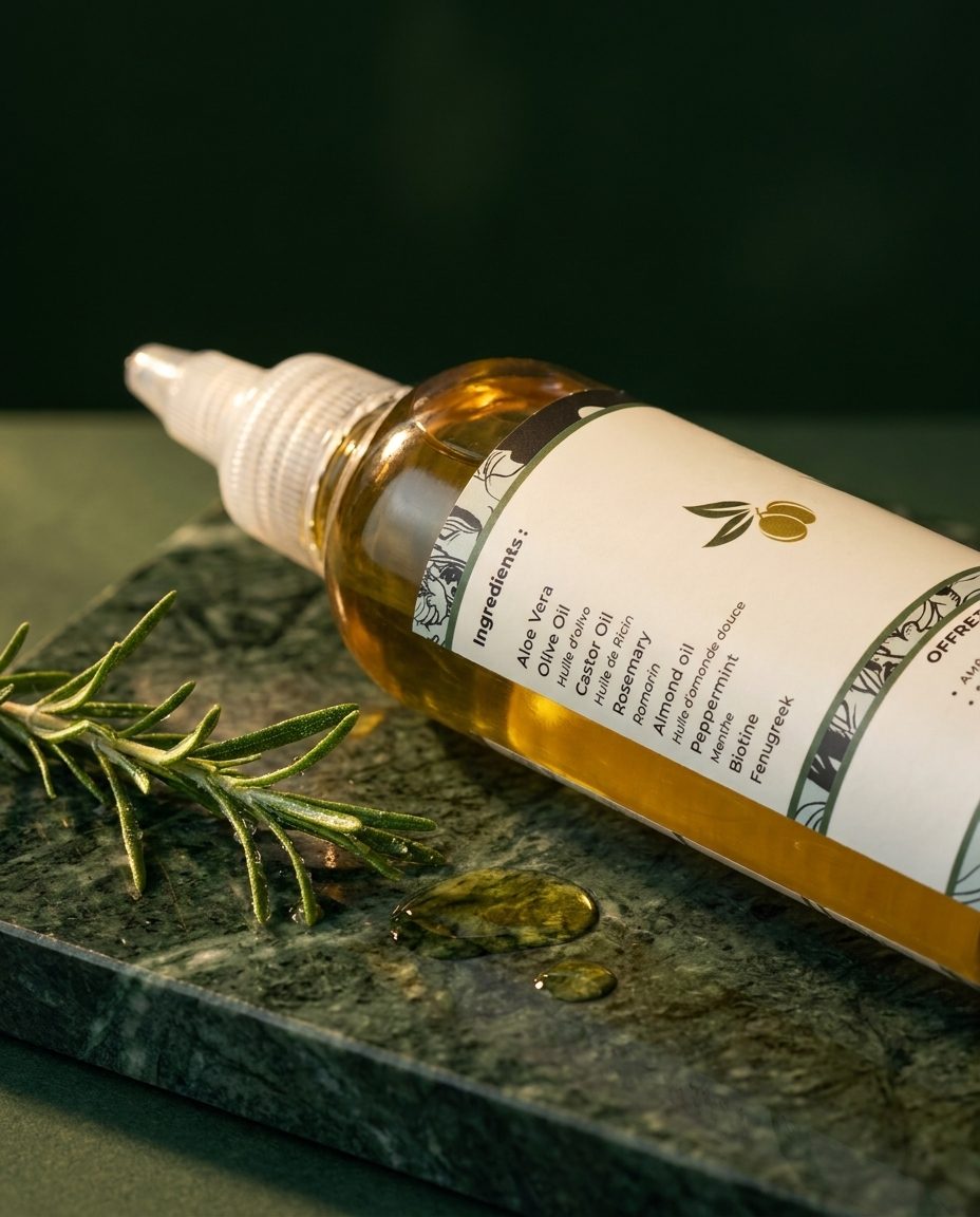 La liste des ingrédients sur le côté du flacon de sérum